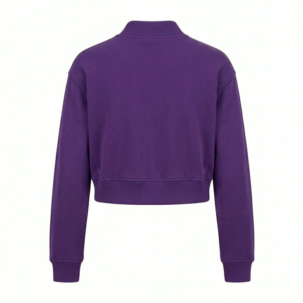 Purple Wool Cropped Varsity Jacket by DesignMyVarsity