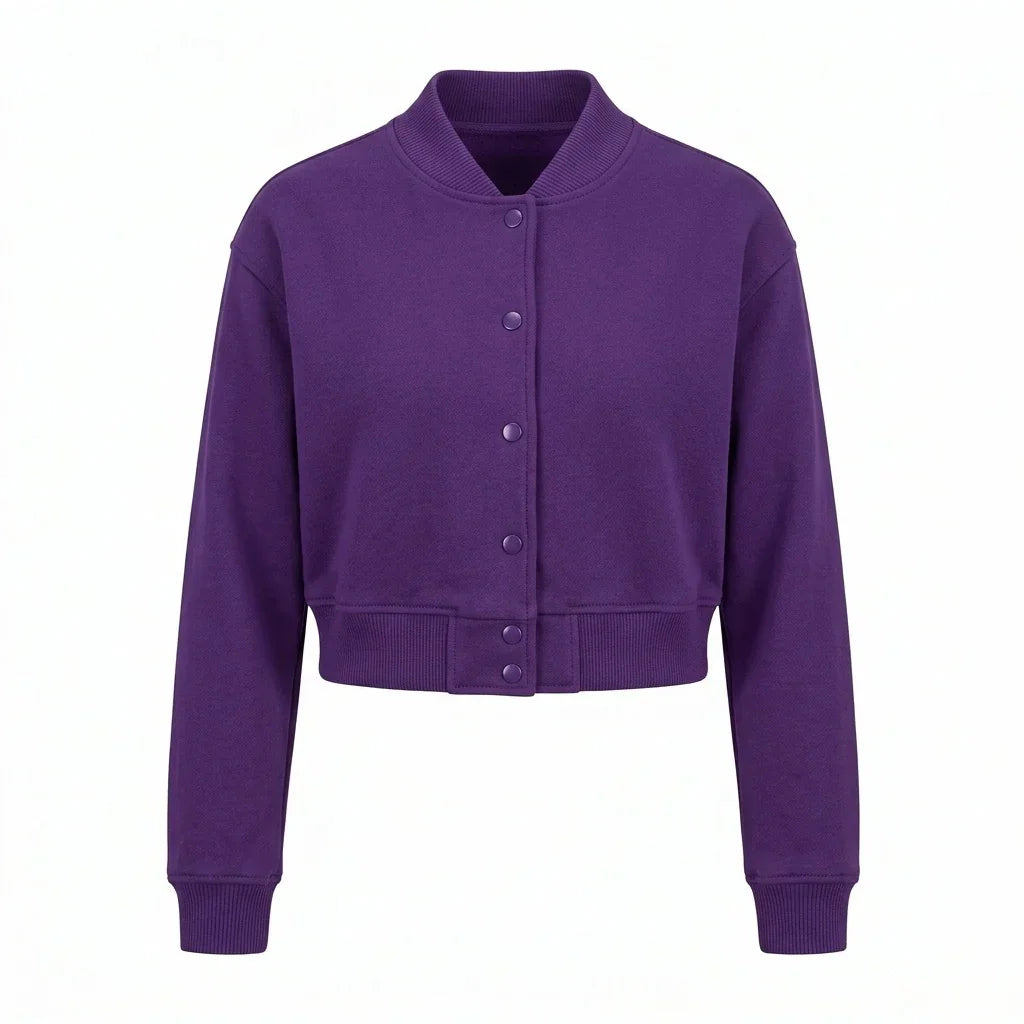 Purple Wool Cropped Varsity Jacket by DesignMyVarsity