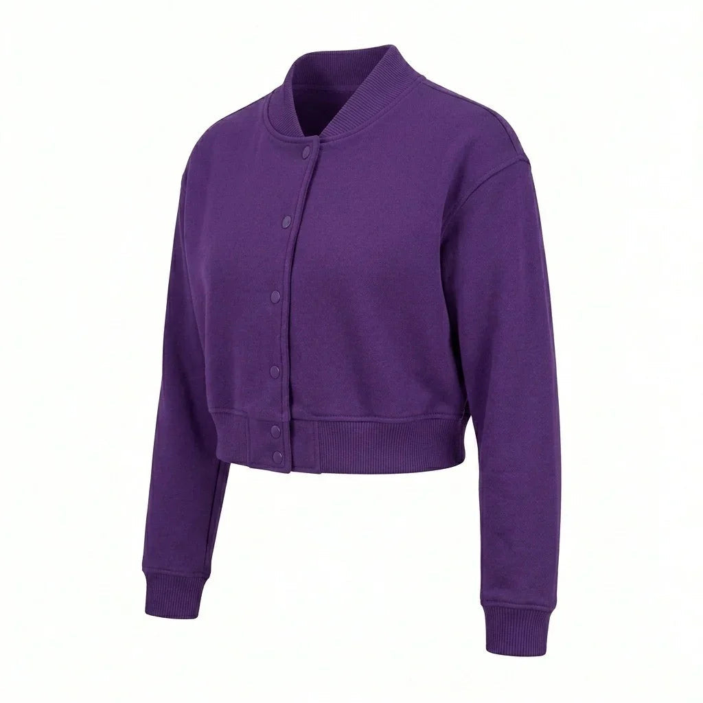 Purple Wool Cropped Varsity Jacket by DesignMyVarsity