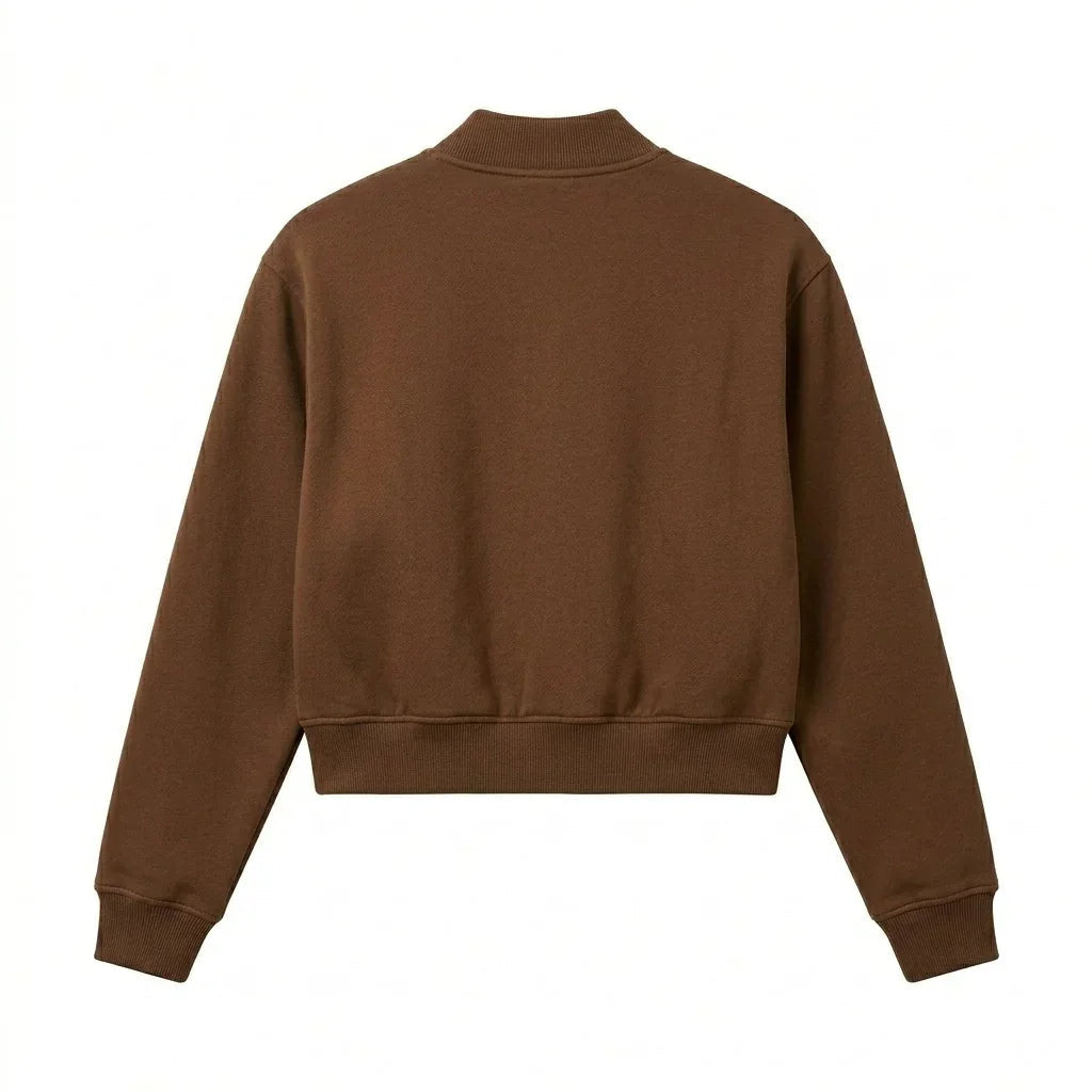 Brown Wool Cropped Varsity Jacket by DesignMyVarsity