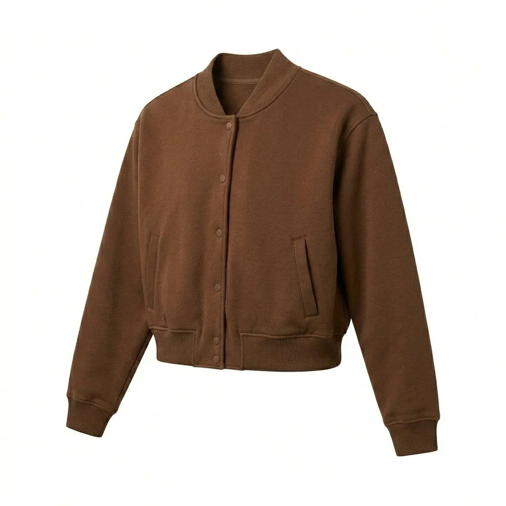 Brown Wool Cropped Varsity Jacket by DesignMyVarsity