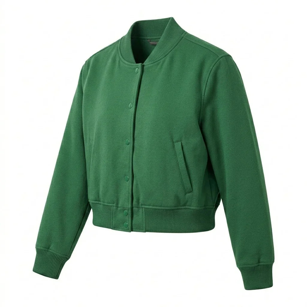 Green Wool Cropped Varsity Jacket by DesignMyVarsity
