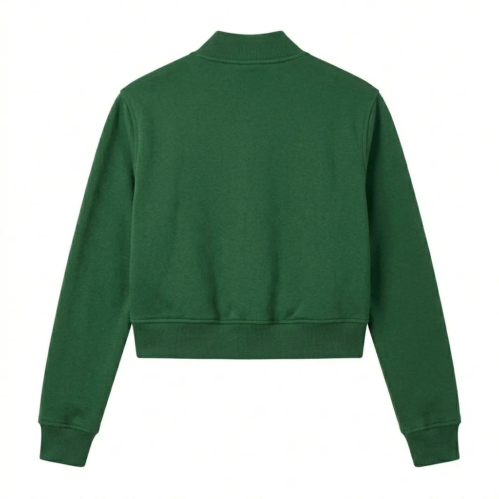 Green Wool Cropped Varsity Jacket by DesignMyVarsity