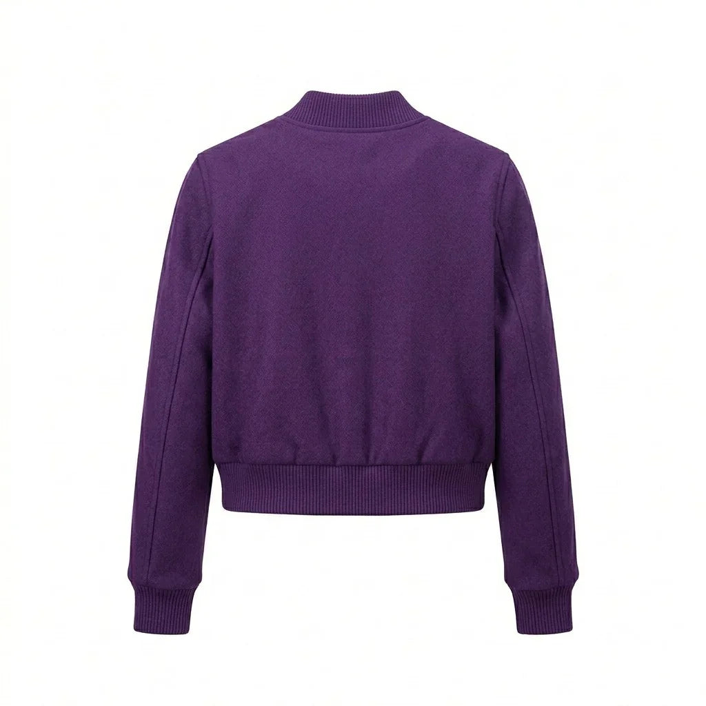 Purple Wool Cropped Varsity Jacket by DesignMyVarsity