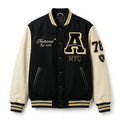 Black & Beige NYC Varsity Jacket by Design My Varsity – Premium Oversized Streetwear for Men & Women by DesignMyVarsity