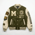 Olive Green Varsity Jacket by Design My Varsity – Academy Streetwear Oversized Jacket for Men & Women by DesignMyVarsity
