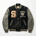 Vintage Black & Grey Varsity Jacket by Design My Varsity – Distressed Spartans Streetwear Jacket by DesignMyVarsity