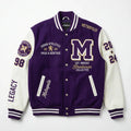 Purple & White Metropolis Varsity Jacket by Design My Varsity – Urban Athletics Oversized Streetwear Jacket by DesignMyV