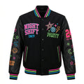 Night Shift Party Varsity Jacket – Neon Streetwear Jacket by Design My Varsity by DesignMyVarsity