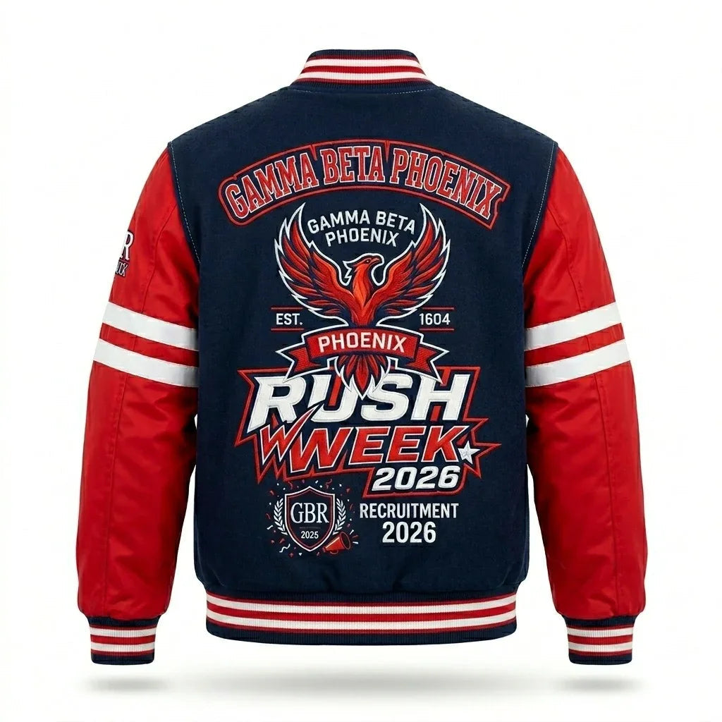 Rush Week 2026 Varsity Jacket – Greek Life Recruitment Jacket by Design My Varsity by DesignMyVarsity