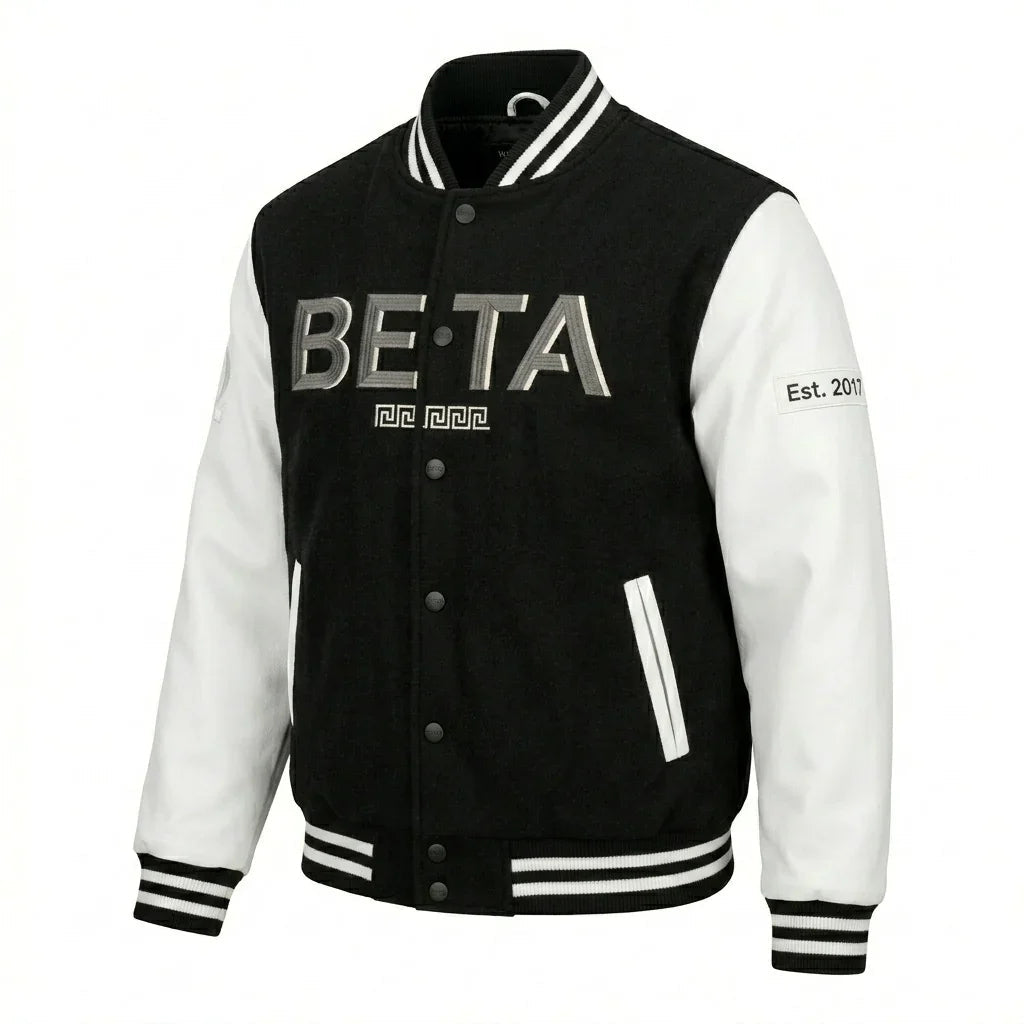 Beta Minimal Varsity Jacket – Greek Streetwear Edition by DesignMyVarsity