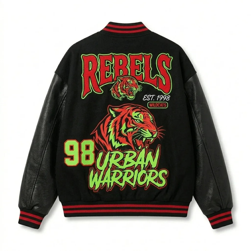 Oversized Men’s Varsity Jacket – Urban Warriors Tiger Edition by DesignMyVarsity