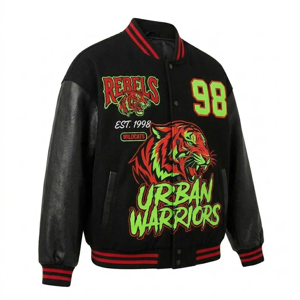 Oversized Men’s Varsity Jacket – Urban Warriors Tiger Edition by DesignMyVarsity