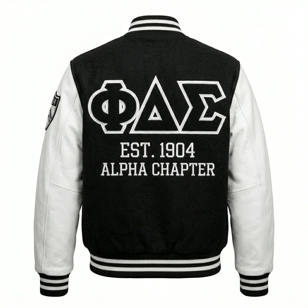 Phi Delta Sigma Varsity Jacket by Design My Varsity – Greek Life Alpha Chapter Streetwear Jacket by DesignMyVarsity