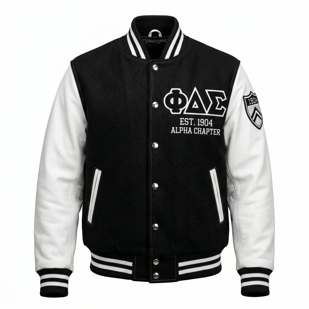 Phi Delta Sigma Varsity Jacket by Design My Varsity – Greek Life Alpha Chapter Streetwear Jacket by DesignMyVarsity