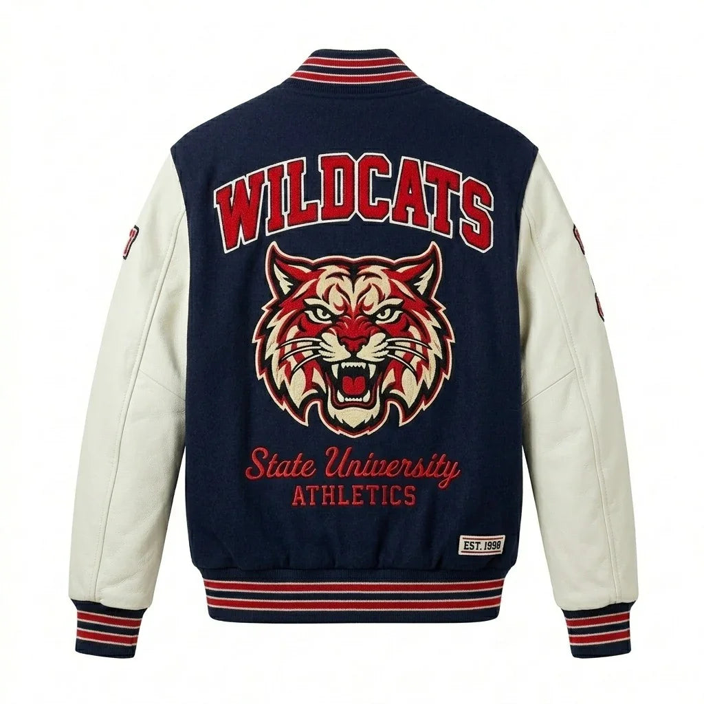 Wildcats State University Varsity Jacket by Design My Varsity – Athletic Streetwear Jacket by DesignMyVarsity