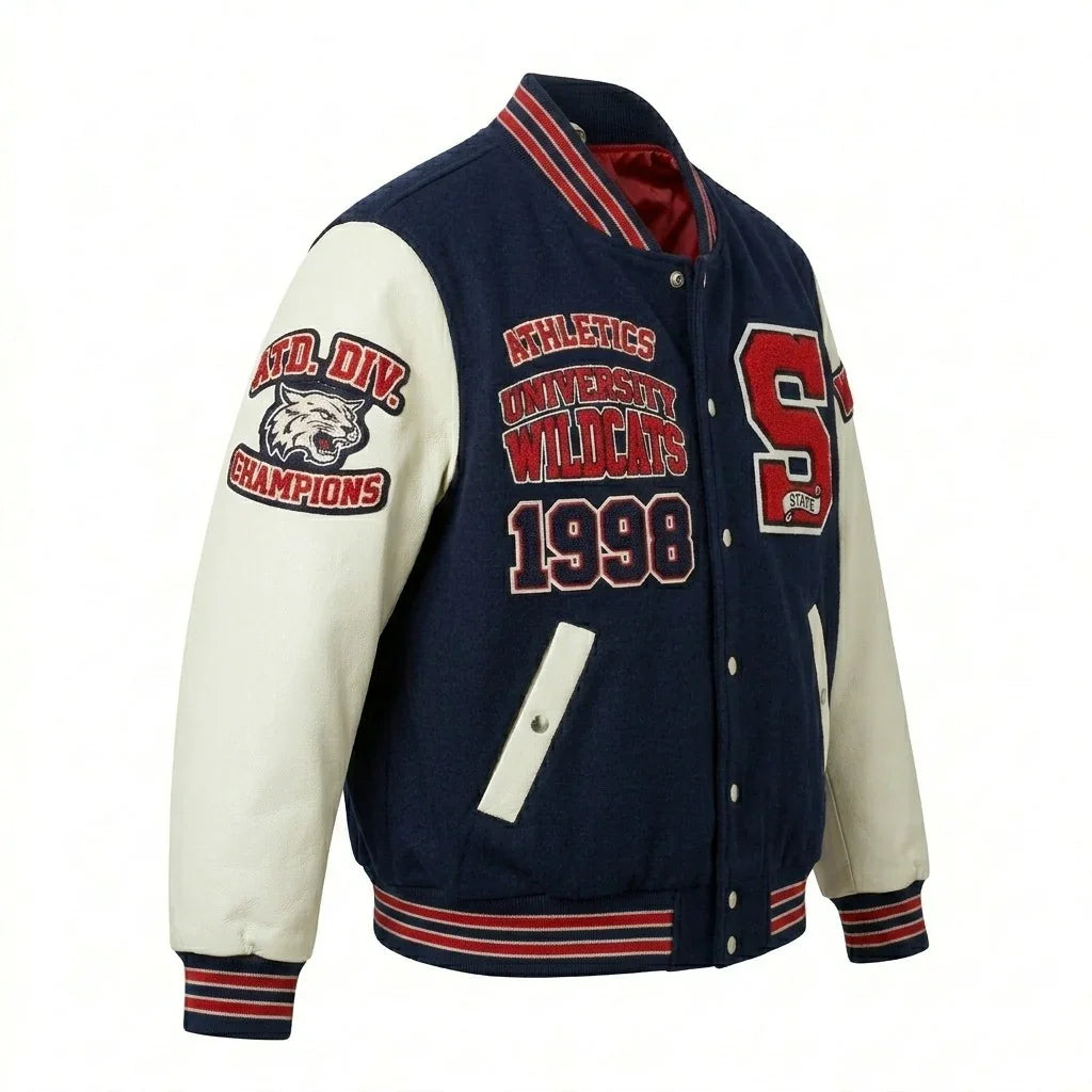 Wildcats State University Varsity Jacket by Design My Varsity – Athletic Streetwear Jacket by DesignMyVarsity