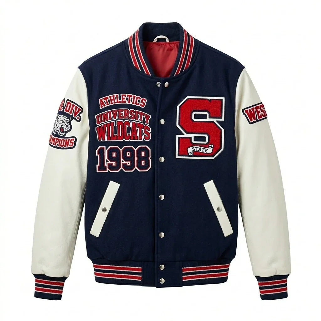 Wildcats State University Varsity Jacket by Design My Varsity – Athletic Streetwear Jacket by DesignMyVarsity