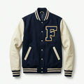 Navy & Cream Classic Varsity Jacket by Design My Varsity – F Letter Minimal Streetwear Jacket by DesignMyVarsity