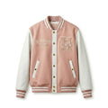 Pink & Cream Heartwood Varsity Jacket by Design My Varsity – Elegant Aesthetic Streetwear Jacket by DesignMyVarsity