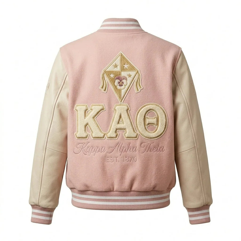 Kappa Alpha Theta Varsity Jacket by Design My Varsity – KAΘ Sorority Aesthetic Streetwear Jacket by DesignMyVarsity