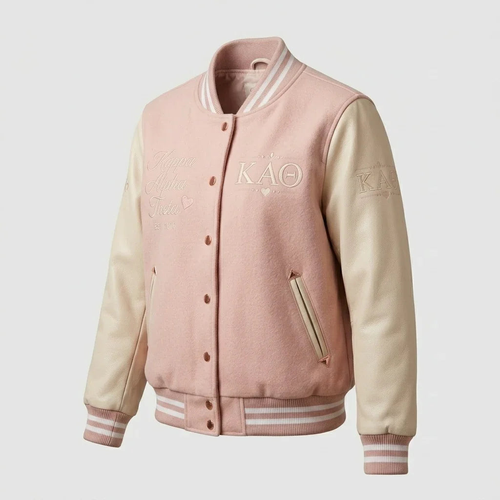 Kappa Alpha Theta Varsity Jacket by Design My Varsity – KAΘ Sorority Aesthetic Streetwear Jacket by DesignMyVarsity