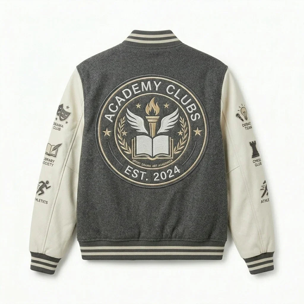 Academy Clubs Varsity Jacket by Design My Varsity – Sports & Arts Student Streetwear Jacket by DesignMyVarsity