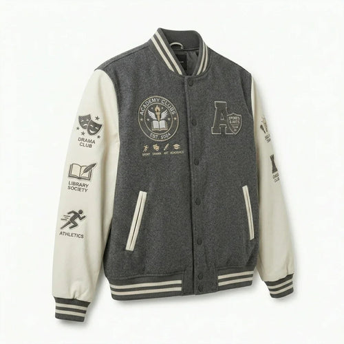 Academy Clubs Varsity Jacket by Design My Varsity – Sports & Arts Student Streetwear Jacket by DesignMyVarsity