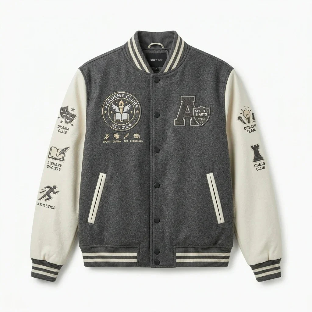 Academy Clubs Varsity Jacket by Design My Varsity – Sports & Arts Student Streetwear Jacket by DesignMyVarsity