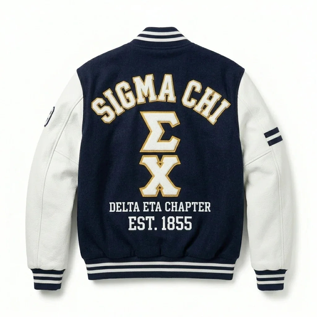Sigma Chi Varsity Jacket by Design My Varsity – ΣΧ Delta Eta Chapter Streetwear Jacket by DesignMyVarsity