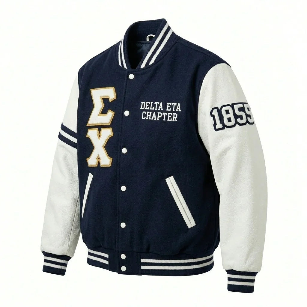 Sigma Chi Varsity Jacket by Design My Varsity – ΣΧ Delta Eta Chapter Streetwear Jacket by DesignMyVarsity