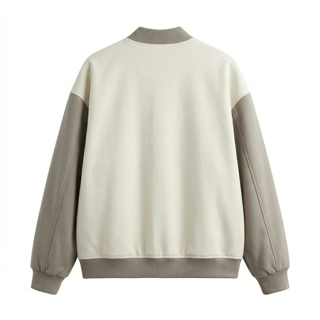 Oversized Minimal Varsity Jacket – Neutral Edition by DesignMyVarsity