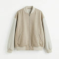 Oversized Minimal Zip Varsity Jacket – Sand Edition by DesignMyVarsity