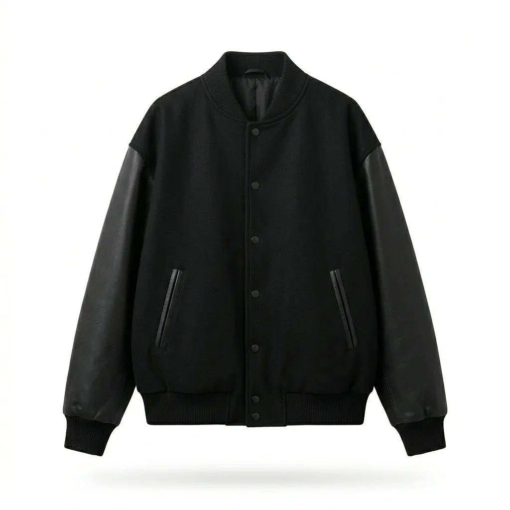 Oversized All-Black Varsity Jacket – Core Edition by DesignMyVarsity