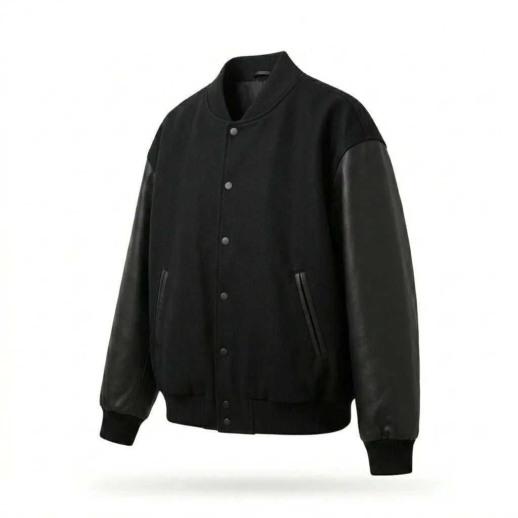 Oversized All-Black Varsity Jacket – Core Edition by DesignMyVarsity