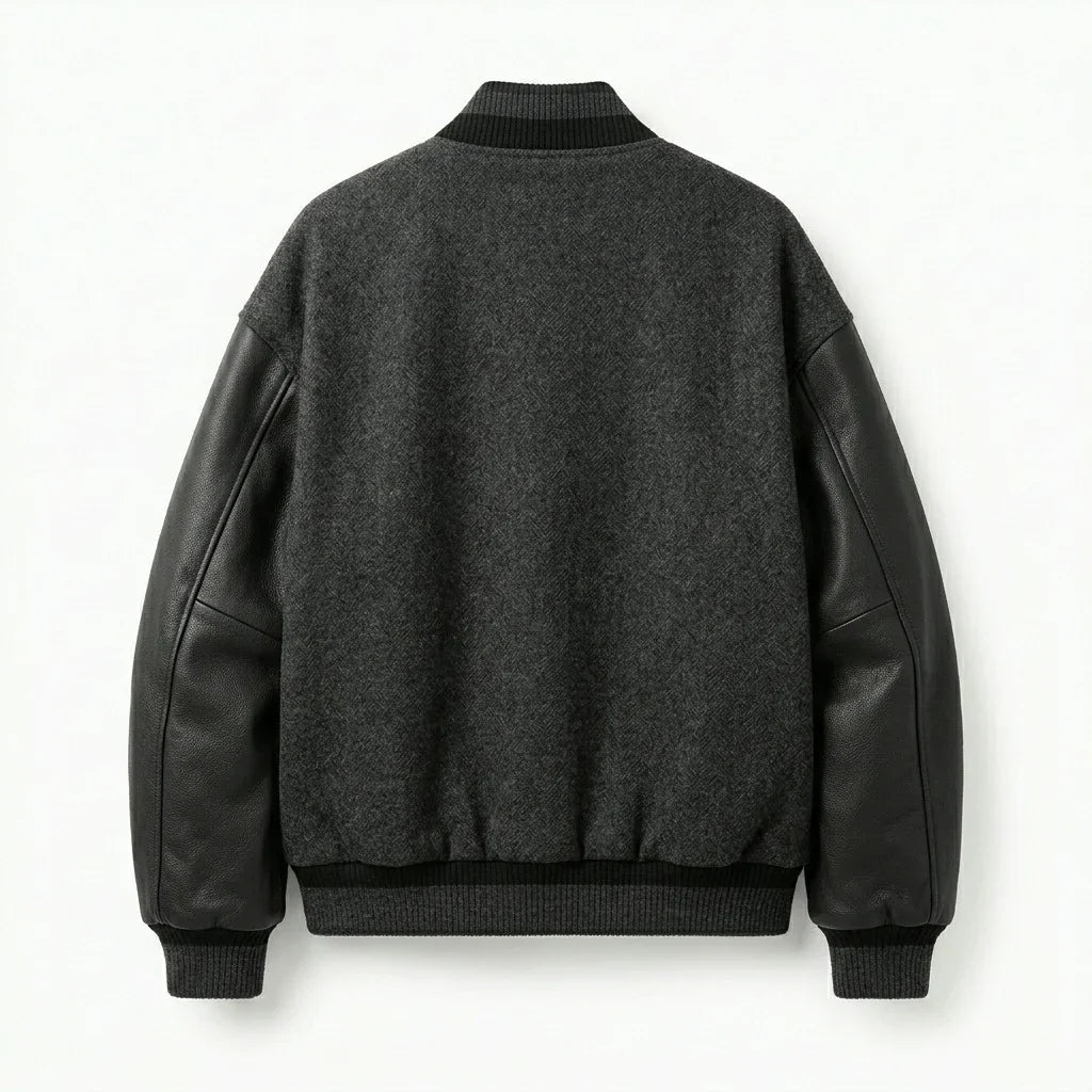 Oversized Varsity Jacket – Shadow Grey Minimal Edition by DesignMyVarsity