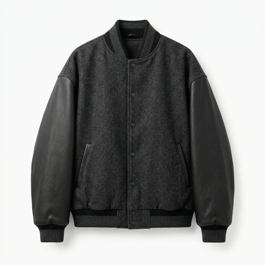 Oversized Varsity Jacket – Shadow Grey Minimal Edition by DesignMyVarsity