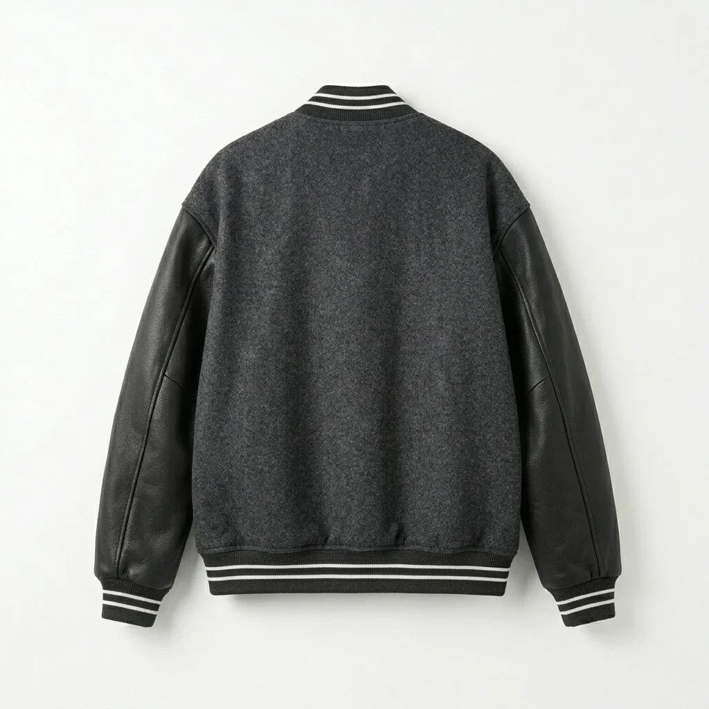 Oversized Varsity Jacket – Charcoal Black Classic by DesignMyVarsity