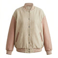 Oversized Varsity Jacket – Beige Blush Soft Edition by DesignMyVarsity