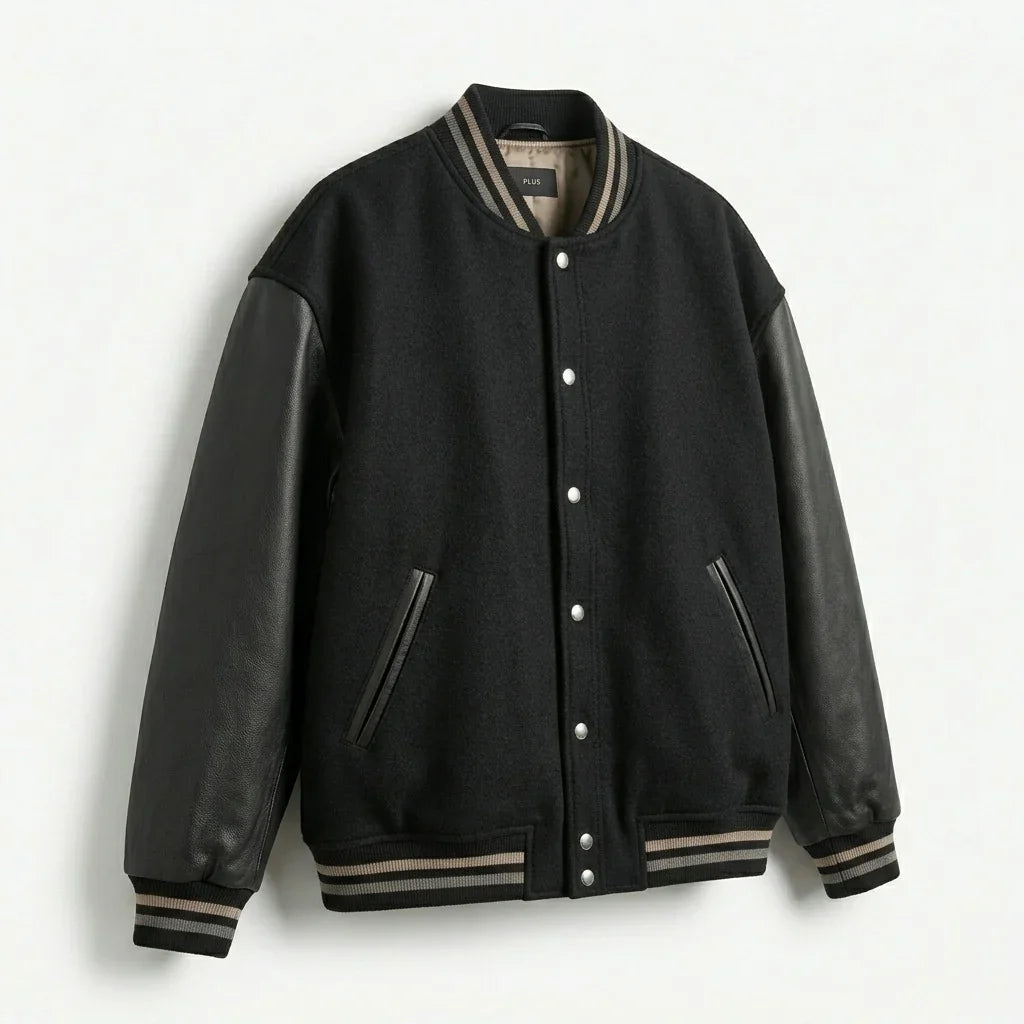 Oversized Varsity Jacket – Black Essential Edition by DesignMyVarsity