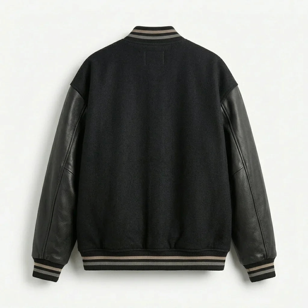 Oversized Varsity Jacket – Black Essential Edition by DesignMyVarsity