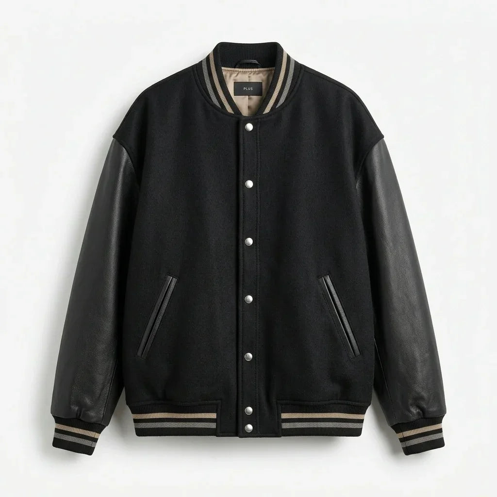 Oversized Varsity Jacket – Black Essential Edition by DesignMyVarsity