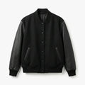All Black Oversized Varsity Jacket – Minimal Leather Sleeve by DesignMyVarsity