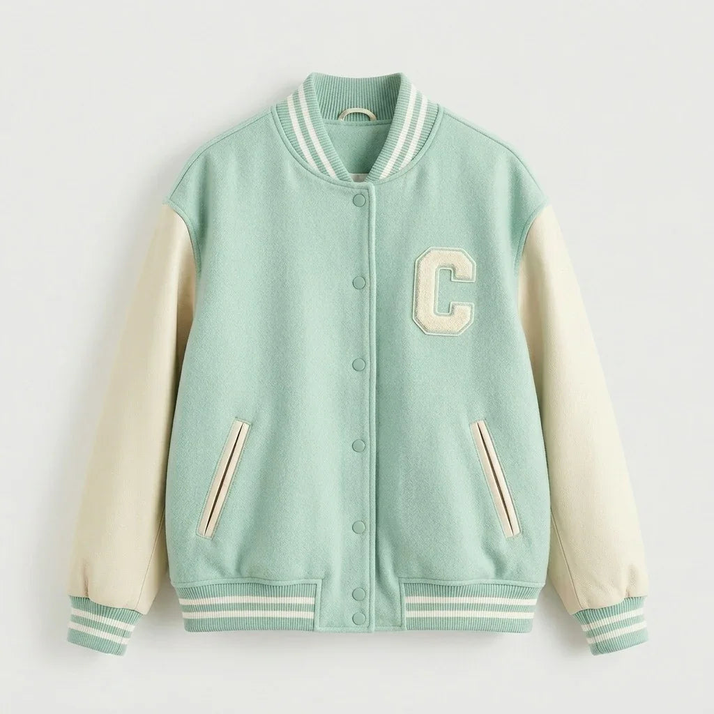 Mint Green Oversized Varsity Jacket – Womens Letterman Jacket by DesignMyVarsity