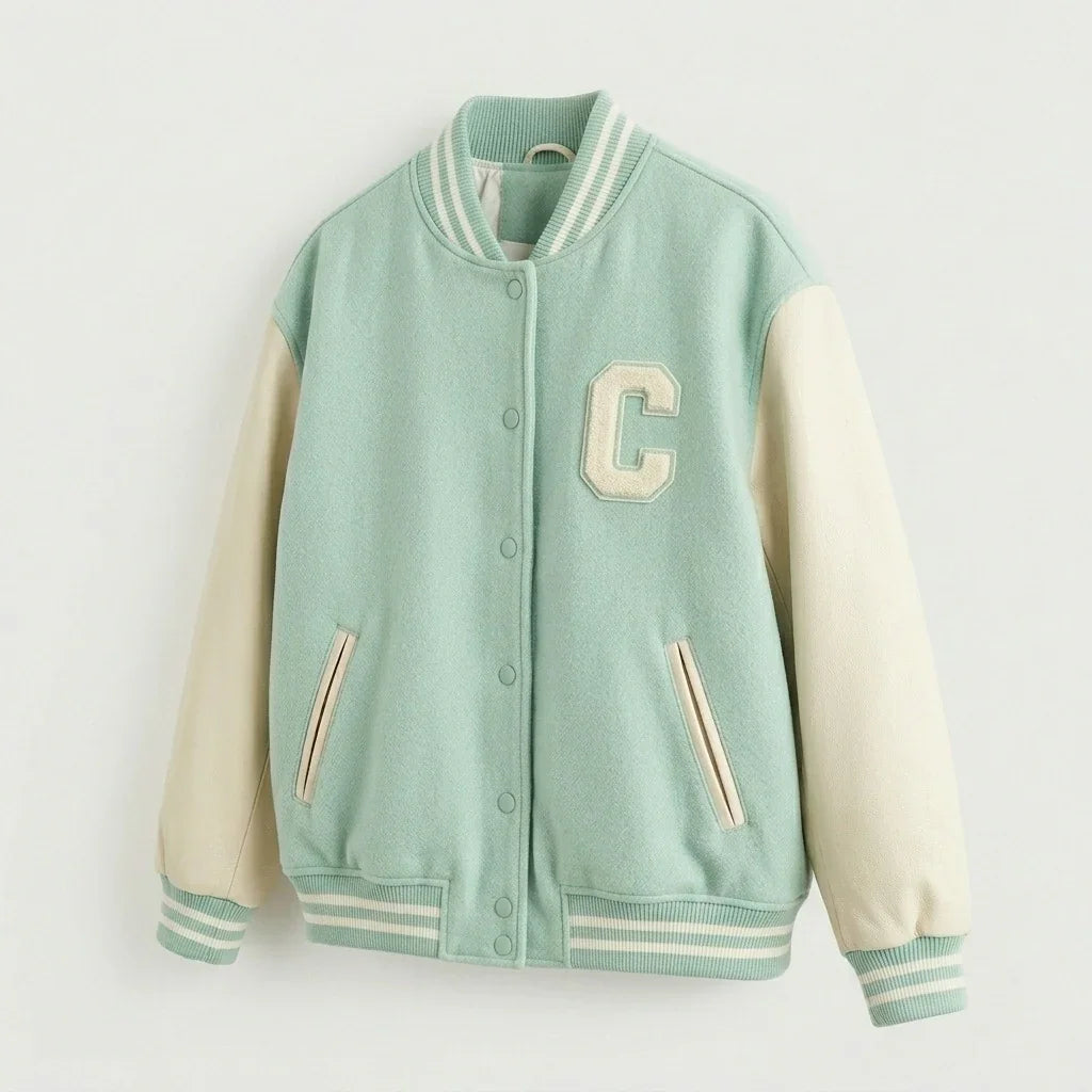 Mint Green Oversized Varsity Jacket – Womens Letterman Jacket by DesignMyVarsity