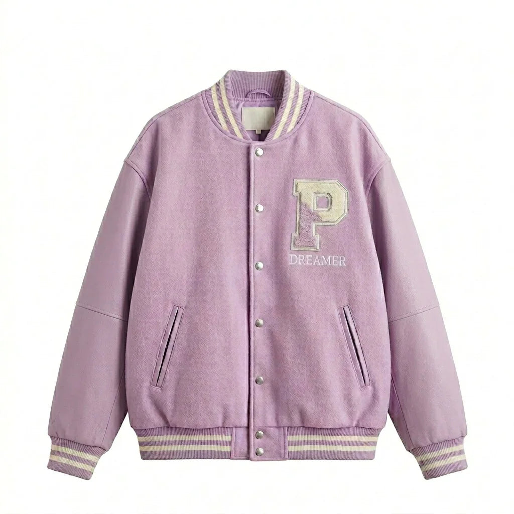Lavender Oversized Varsity Jacket – Dreamer Letterman Jacket by DesignMyVarsity