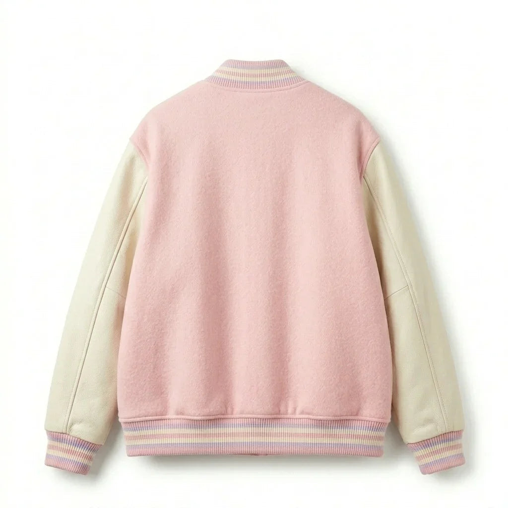 Pink Oversized Varsity Jacket – Pastel Letterman Jacket by DesignMyVarsity