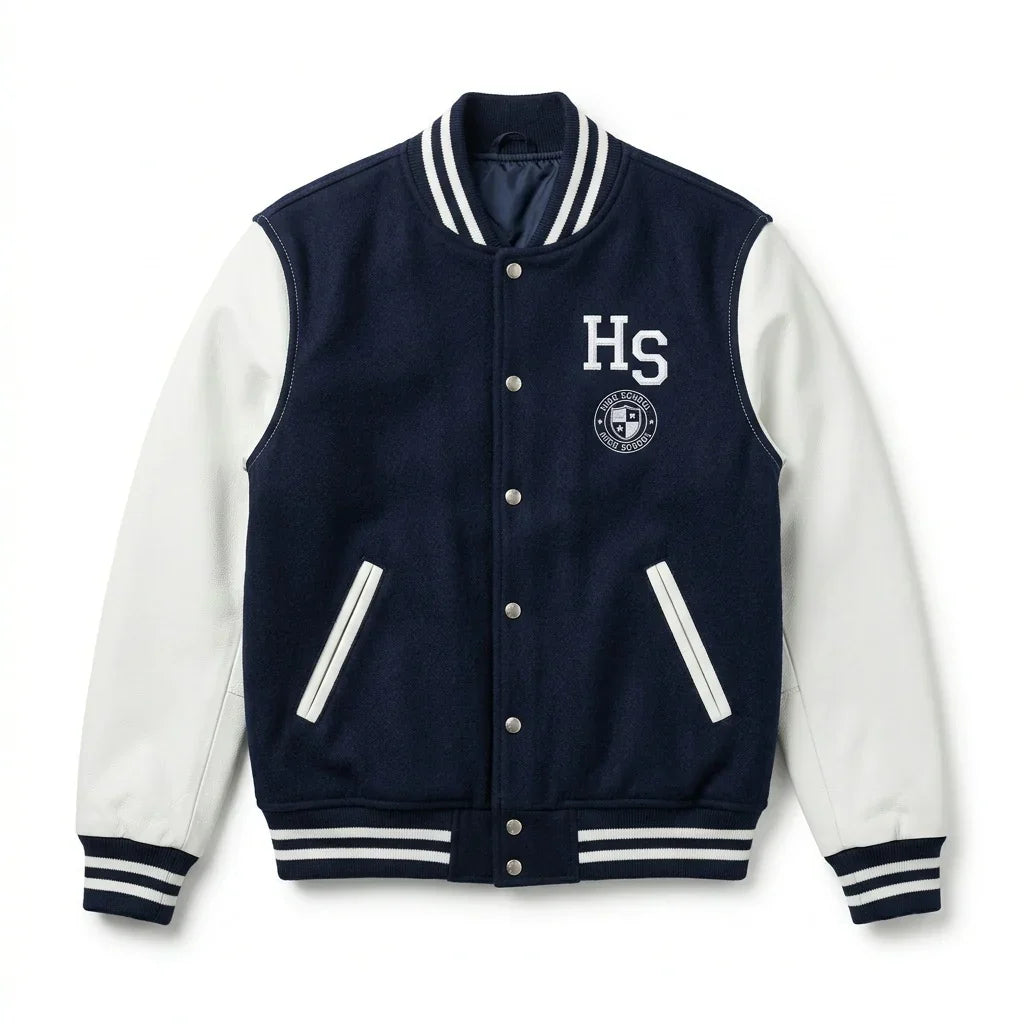 Navy Blue Varsity Jacket – HS Minimal Letterman Jacket by DesignMyVarsity