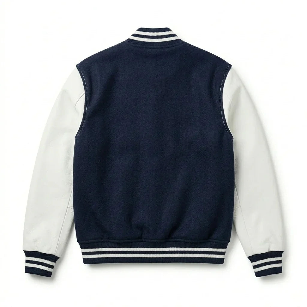 Navy Blue Varsity Jacket – HS Minimal Letterman Jacket by DesignMyVarsity