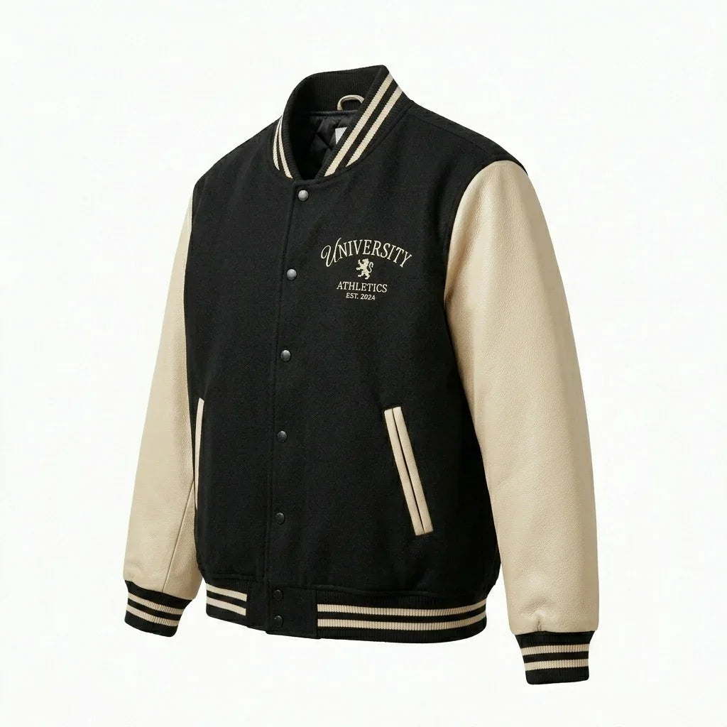 Black Varsity Jacket – University Athletics Letterman Jacket by DesignMyVarsity